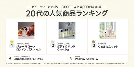 LINEギフトの3000円〜4000円の価格帯の人気コスメランキング