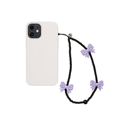 紫のリボンのビーズの携帯ストラップ