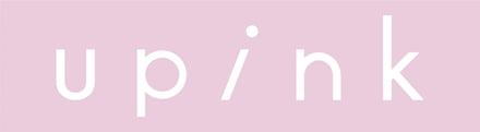 ブランドロゴ　ピンクが背景に白文字でupink