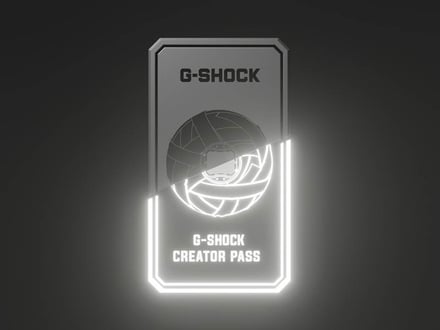 G-SHOCKを上に、球体のグラフィック、G-SHOCK CREATOR PASSが書かれている