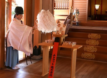 車折神社での祈祷の様子