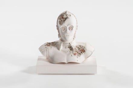 Daniel Arsham, C3-PO: Rose Quartz Crystallized Bust, 2023.