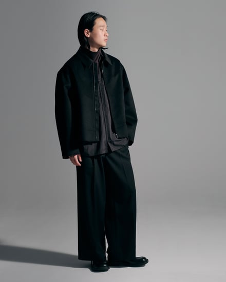 Cashmere Cut-off Drizzler Jacket 着用画像