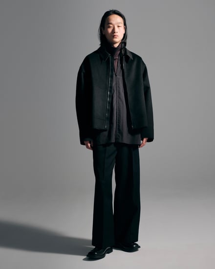 Cashmere Cut-off Drizzler Jacket 着用画像