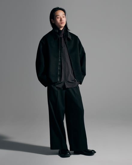 Cashmere Cut-off Drizzler Jacket 着用画像