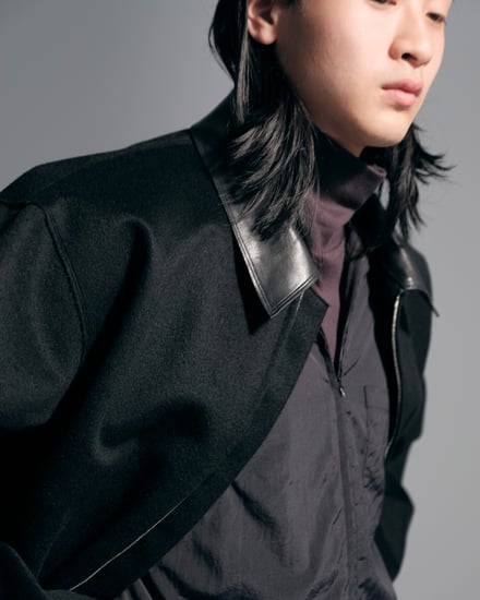 Cashmere Cut-off Drizzler Jacket 着用画像