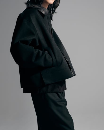 Cashmere Cut-off Drizzler Jacket 着用画像