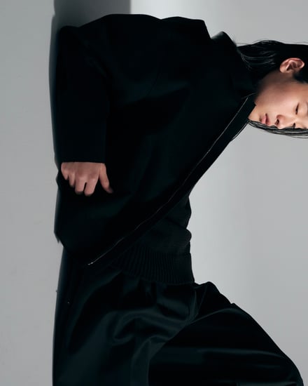 Cashmere Cut-off Drizzler Jacket 着用画像