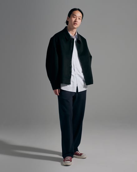 Cashmere Cut-off Drizzler Jacket 着用画像