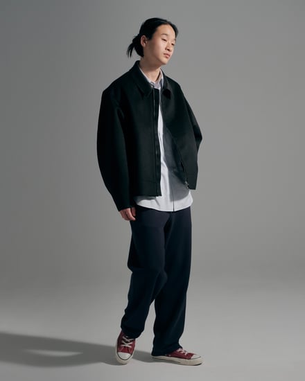 Cashmere Cut-off Drizzler Jacket 着用画像