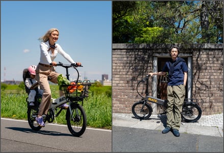 MATE. BIKEに乗る山田優と窪塚洋介