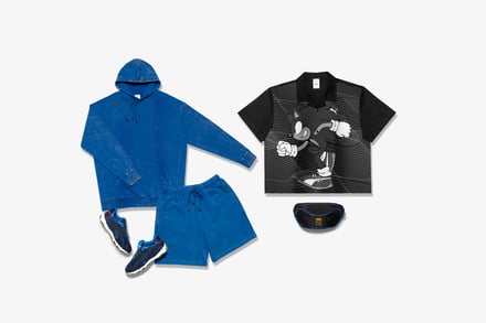 プーマとソニックのコラボレーション商品のヴィジュアル