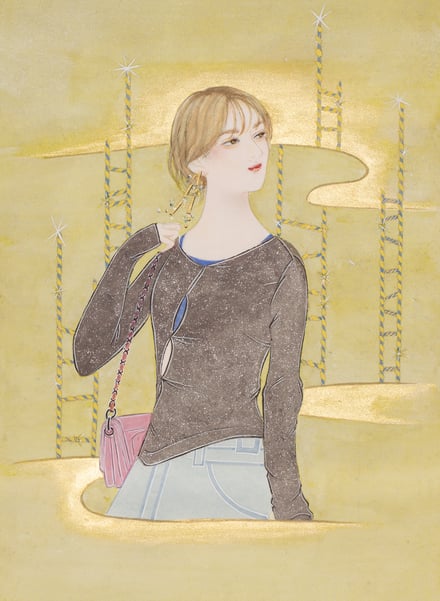 画家・松平莉奈が描いた「朧月夜」着想源の女性「月子」の挿絵