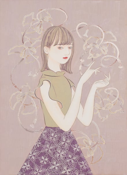 画家・松平莉奈が描いた「紫の上」着想源の女性「紫織」の挿絵