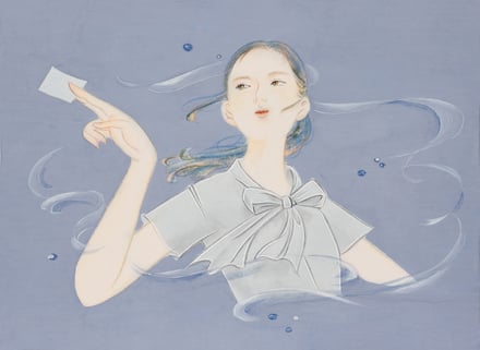 画家・松平莉奈が描いた「明石の君」着想源の女性「明日香」の挿絵