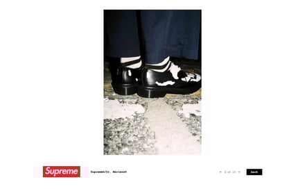 シュプリーム公式サイトのスクリーンショット