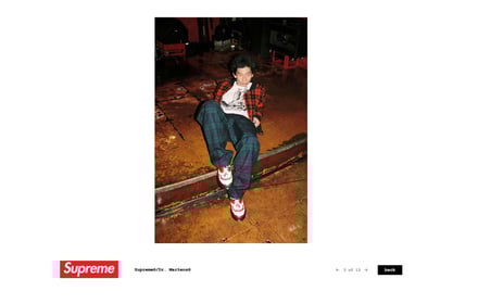 シュプリーム公式サイトのスクリーンショット