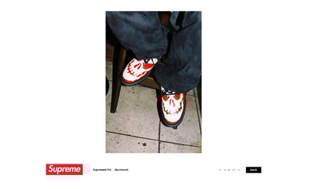 シュプリーム公式サイトのスクリーンショット