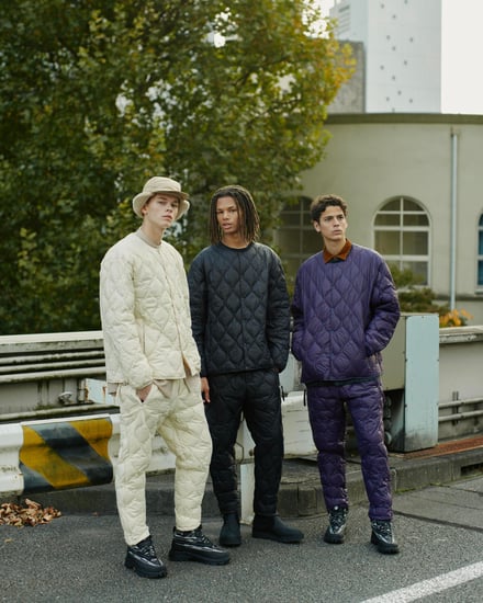 タイオンとホワイトマウンテニアリングがコラボレーションで発売するダウンジャケットとダウンパンツのルック画像