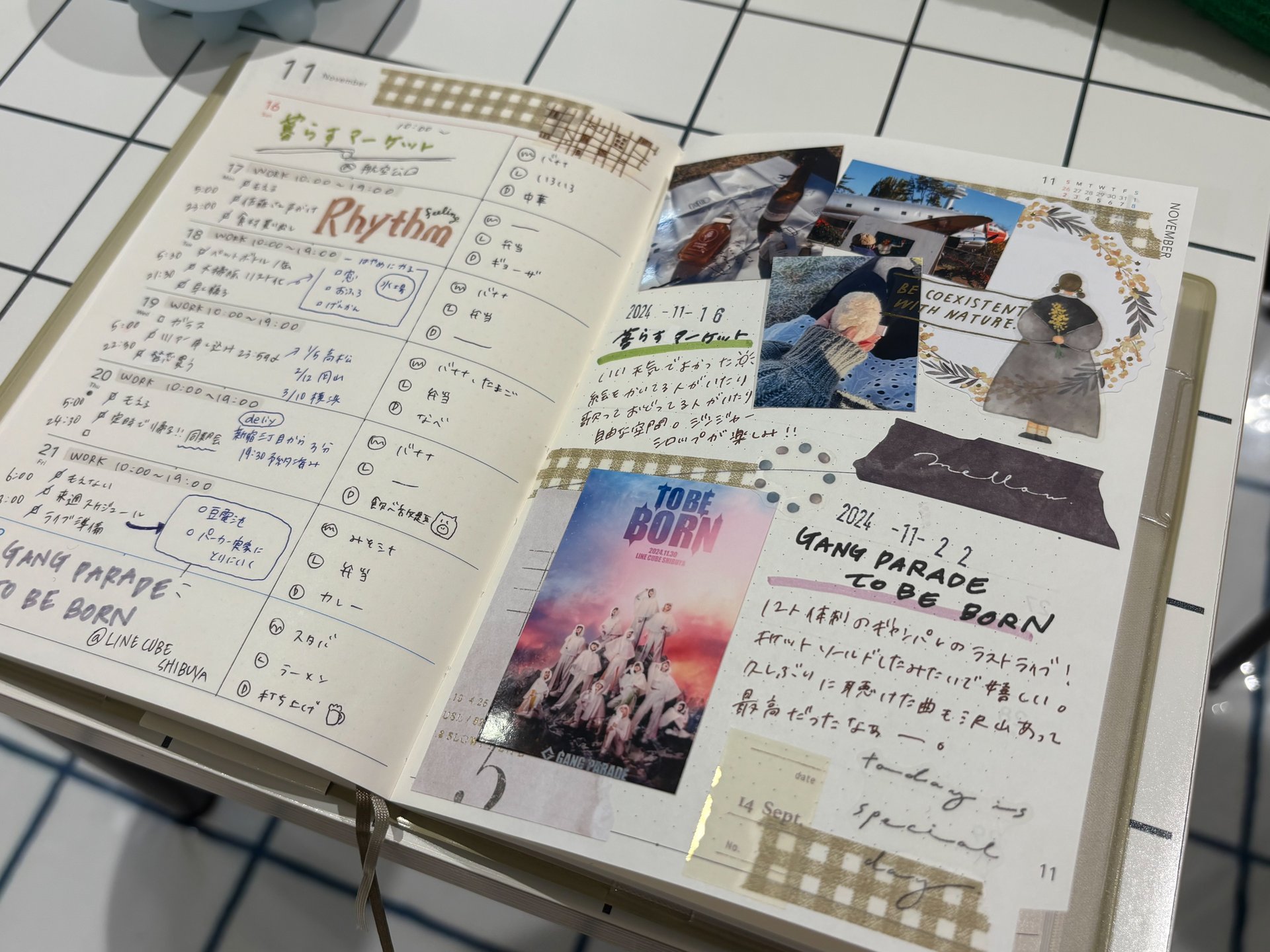 ライフログを書き込んだ手帳画像