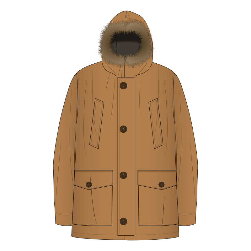 シュノーケルコート(snorkel coat,hooded coat)のイラスト