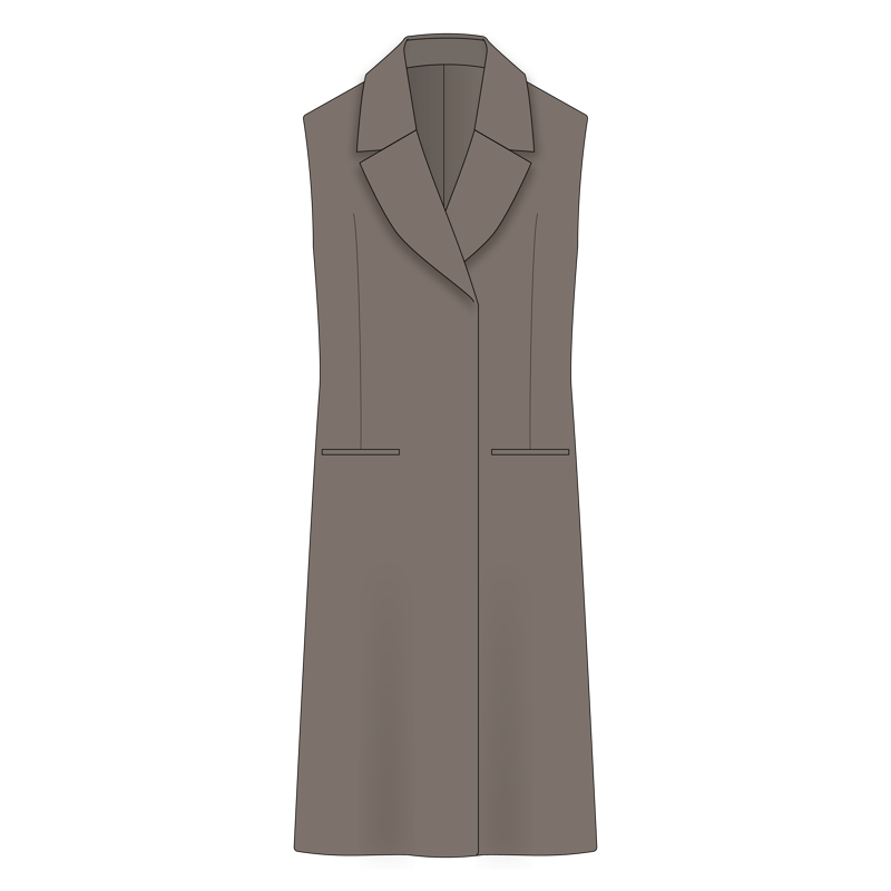 ジレコート（ベストコート）(gilet coat,vest coat)のイラスト