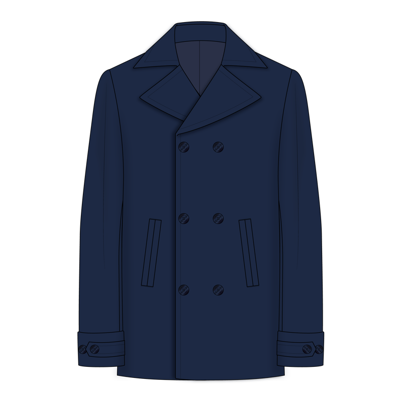 ピーコート(pea coat,reefer coat)のイラスト