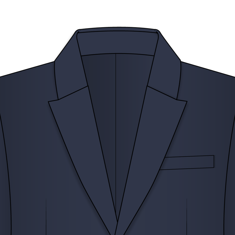 Lシェイプドラペルカラー(L-shaped lapel)のイラスト