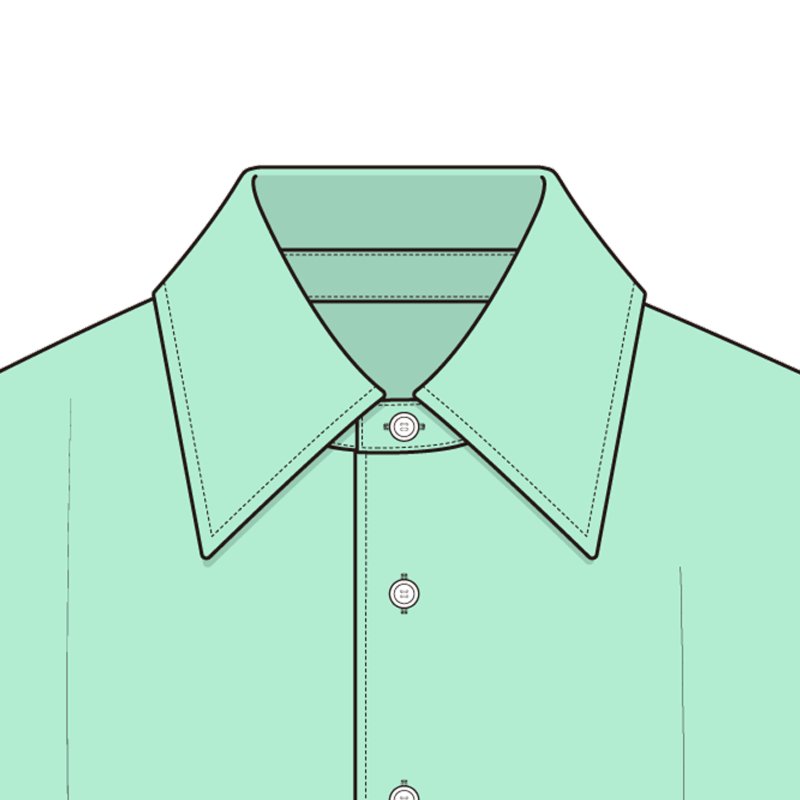 レギュラーカラー(regular collar,regular point collar)のイラスト