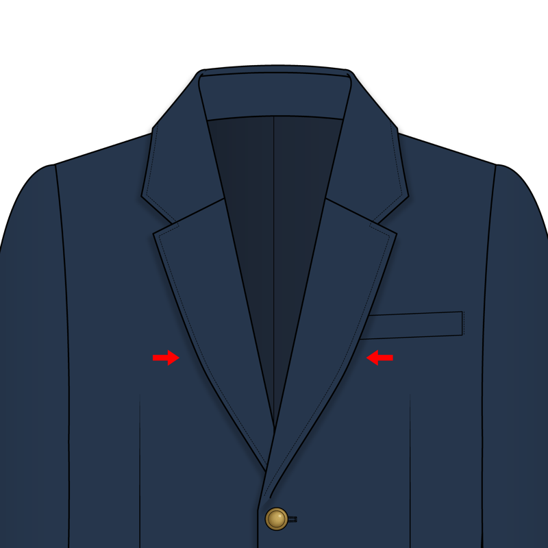 レギュラーラペル(regular lapel)のイラスト