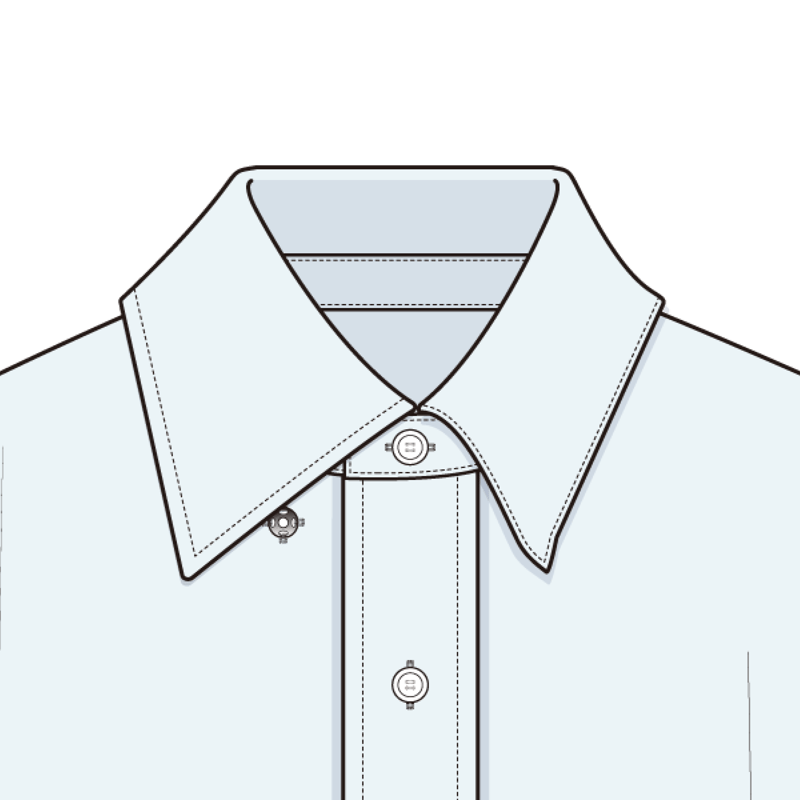 スナップダウンカラー(snap down collar)のイラスト