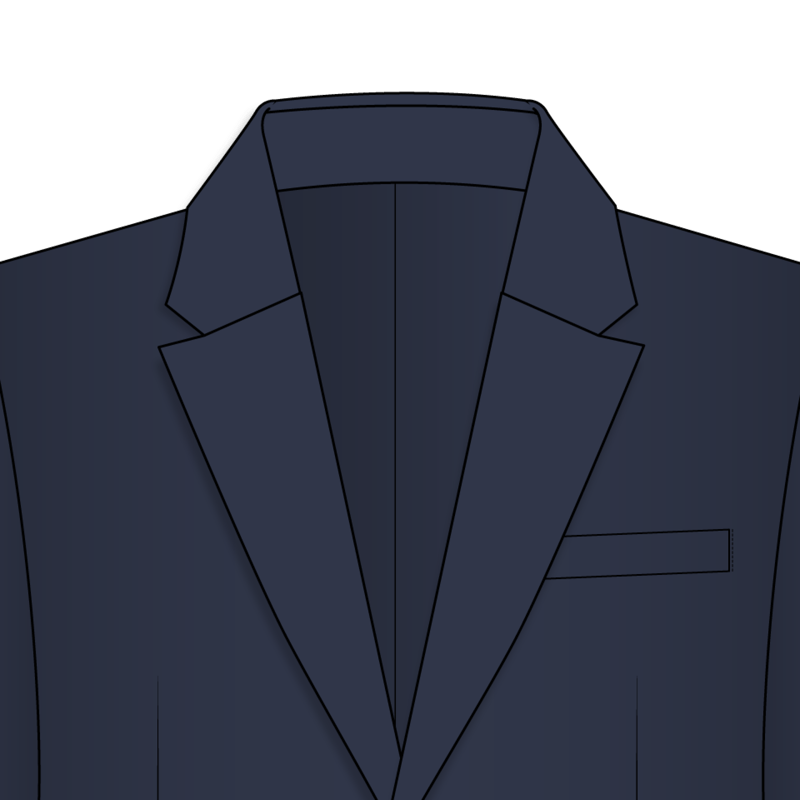 セミノッチドラペル(seminotched lapel)のイラスト