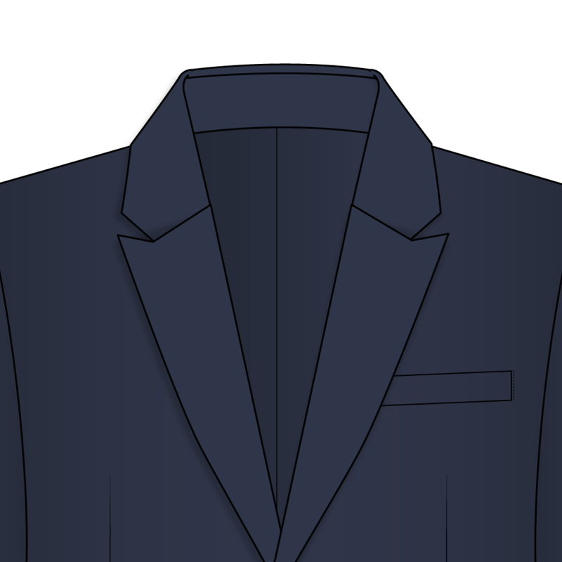 セミピークドラペル(semi peaked lapel)のイラスト