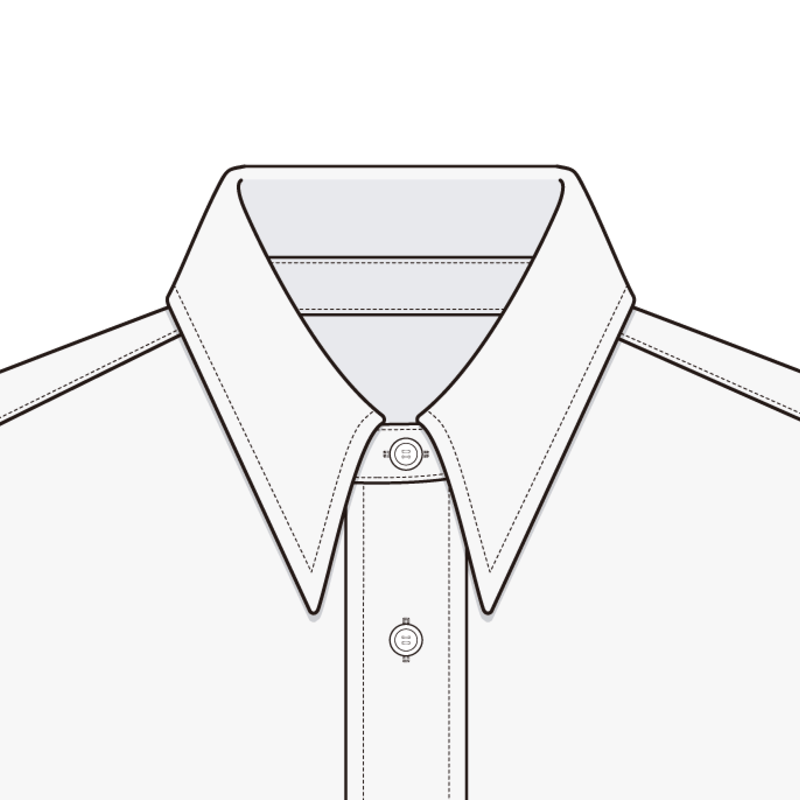 ナロースプレッドカラー(narrow spread collar)のイラスト