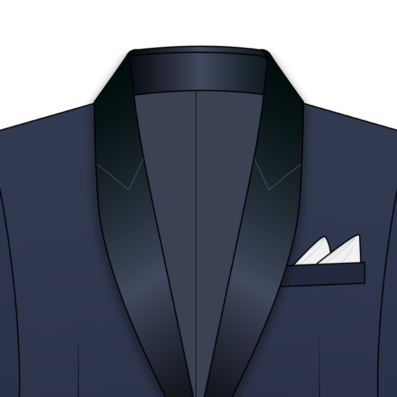 ピークドショールカラー(peaked shawl collar)のイラスト