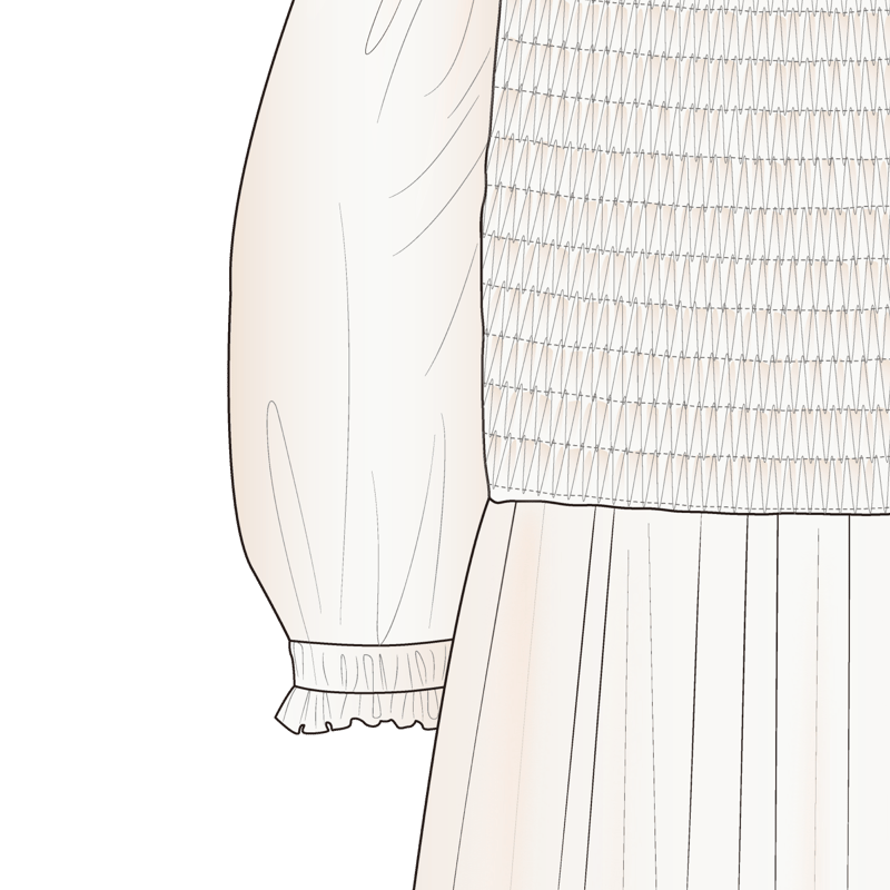 シャーリングカフス(shirring cuffs)のイラスト