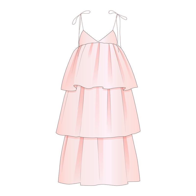 ティアードドレス(tiered dress)のイラスト