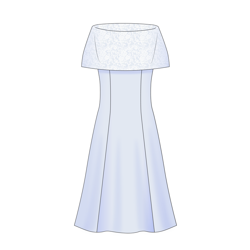 プリンセスドレス(princess dress,princess line dress)のイラスト