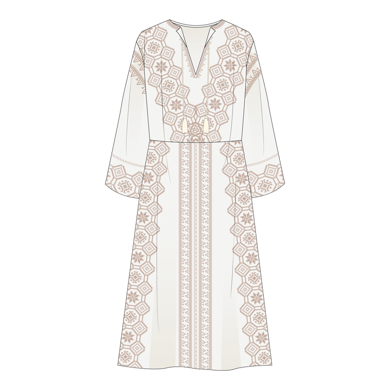 ボヘミアンドレス(bohemian dress,boho dress)のイラスト