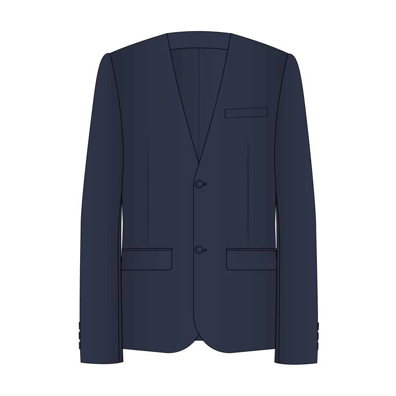 カラーレスジャケット(collarless jacket,no collar jacket)のイラスト