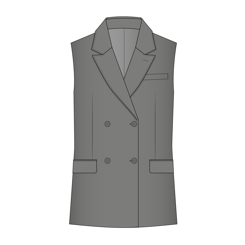 スリーブレスジャケット(sleeveless jacket,no-sleeve jacket)のイラスト