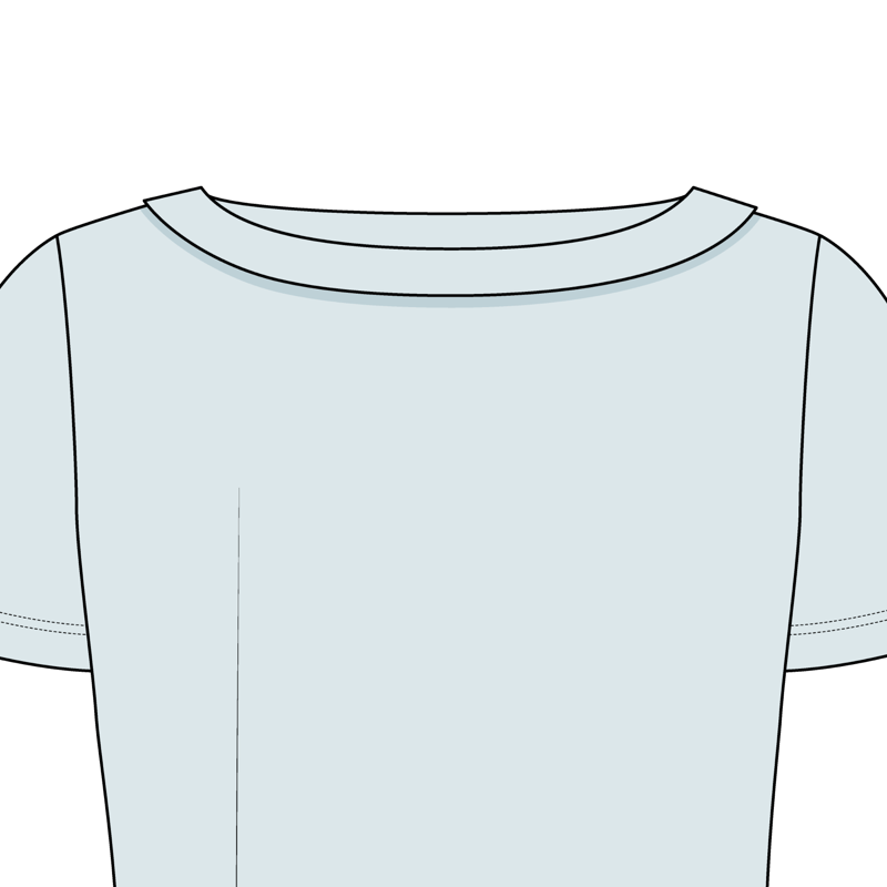 カフドボートネック(cuffed boat neck)のイラスト