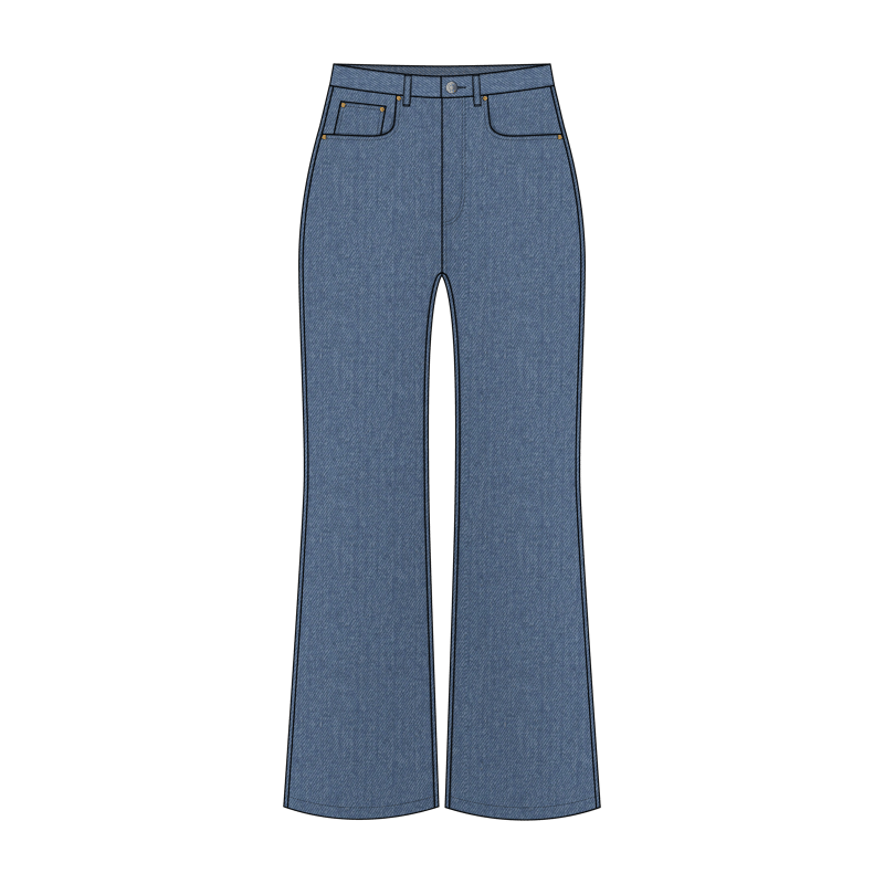 ブーツカットパンツ(bootscut pants)のイラスト