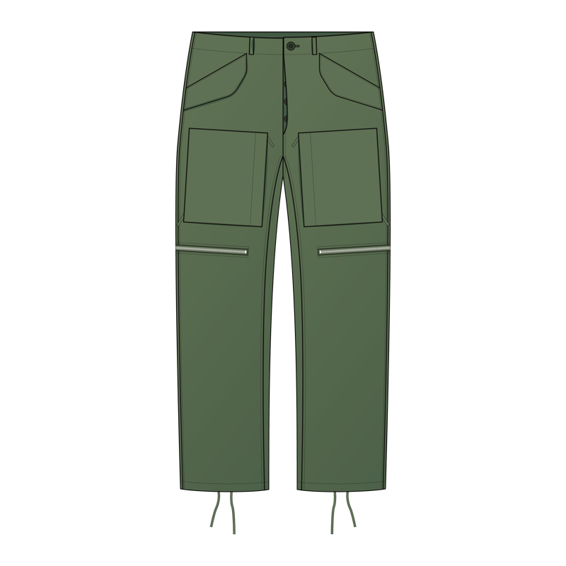 ヘリコプターパンツ(heli copter pants,heli crew pants)のイラスト