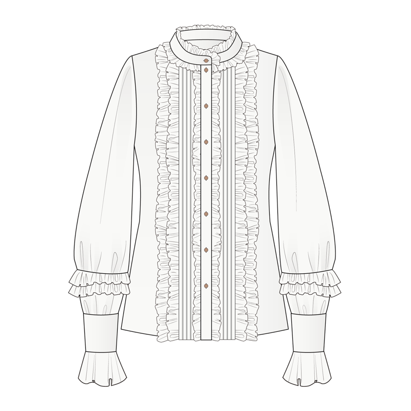 ヴィクトリアンシャツ(victorian shirt,victorian blouse)のイラスト