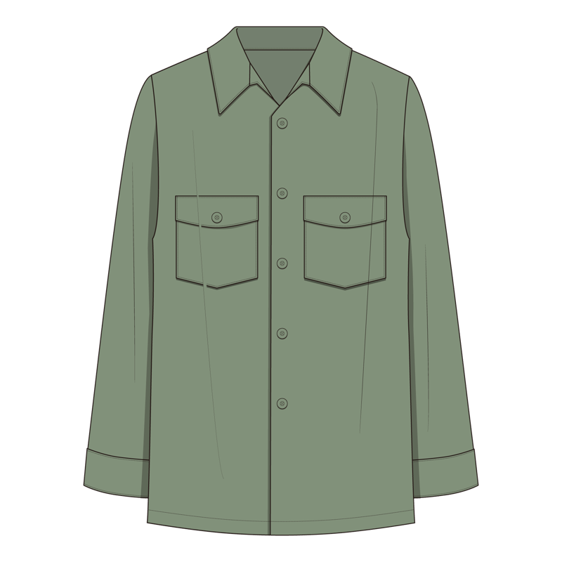 アーミーシャツ(army shirt,military shirt)のイラスト
