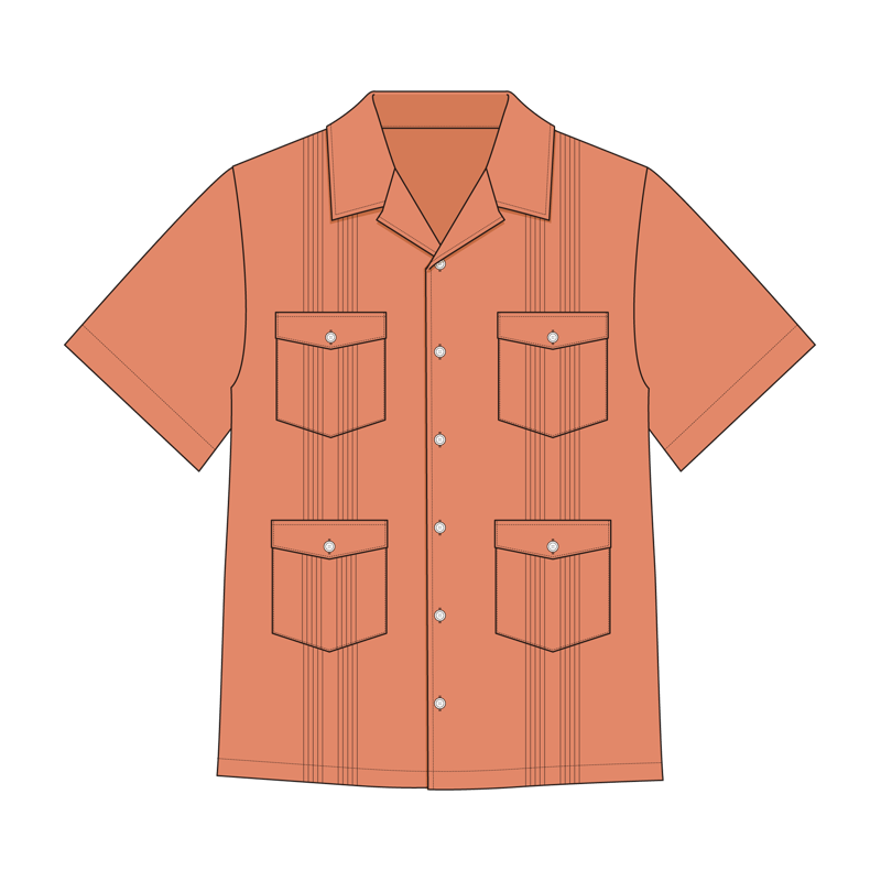 グアヤベラシャツ(guayaberra shirt,Cubaverra shirt)のイラスト
