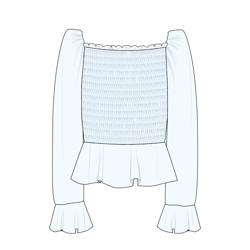 シャーリングトップス(shirring tops)のイラスト