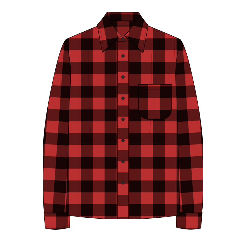 ネルシャツ(flannel shirt,flannelette shirt)のイラスト