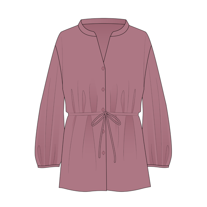 ブラウジングブラウス(blousing blouse,blousing shirt)のイラスト